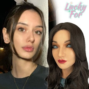 Máscara de cabeza de silicona femenina realista máscara facial para mujeres travestis - Imagen 1 de 37