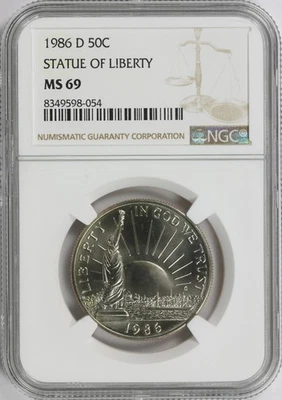 1986-D 50c Statue of Liberty Commemorative Half Dollar NGC MS69 - Image 1 of 4