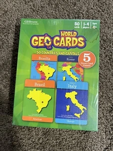 Geokarten LÄNDER & HAUPTSTÄDTE Bildungsgeographie 5 Kartenspiele NEU - Bild 1 von 5