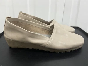 Pavers Soft Faux Leather Slip On Loafers Small Wedge Uk 7 Beige - Imagen 1 de 8