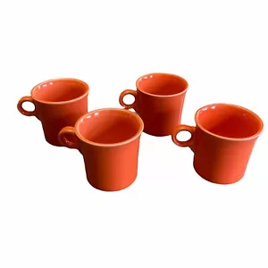 Fiesta Ware Orange Coffee Cup Set Of 4 Mug O Ring Handle Homer Laughlin HLC - Picture 1 of 5