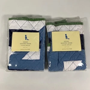 2 Pottery Barn Kids NOAH Quilted Pillow Shams, Small (Blue/White, 17" x 13") - Picture 1 of 14