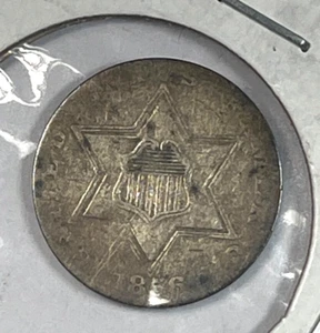 1856 3 CENT SILVER TRIME WONDERFUL VINTAGE COIN VG J42 - Picture 1 of 2