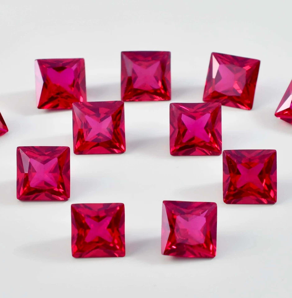 100 Pcs Natural Mozambique Blood Red Ruby Square Loose Gemstone GIT Certified - Image 1 of 4
