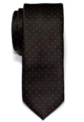  Corbata ajustada de microfibra tejida con puntos de alfiler negra con puntos rojos Foto 1 de 3