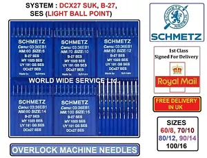AGHI PER MACCHINA DA CUCIRE SCHMETZ DCX27 B27 SES L/BALL POINT MISURE (7) OVER LOCK - Foto 1 di 7