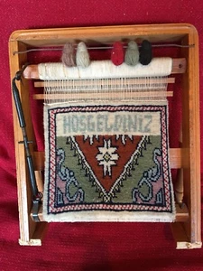 Vintage Miniature Loom With Oriental Carpet Wool Rug - Picture 1 of 9