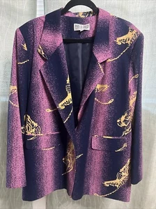 Vintage Paolo Gucci International Jacket Size 17 Purple, Blue, And Gold. - Picture 1 of 10