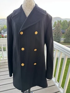 NAVY AUTHENTIC ORIGINAL MENS PEA COAT, SZ 44 LONG, DRY CLEAN WOOL, PERFECT SHAPE - Imagen 1 de 9