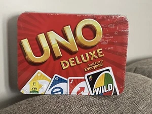 NOS Mattel Games UNO Deluxe Card Game New Factory Sealed Collector’s Metal Tin - Picture 1 of 4