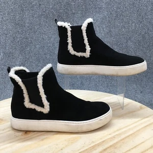 Lucky Brand Chelsea Boots Womens 8M Black Kichai Casual Comfort Faux Fur Suede - Picture 1 of 16