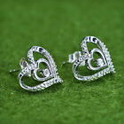 Vintage sterling silver genuine diamond studs, fashion minimalist earrings