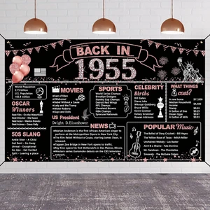 70Th Birthday Rose Gold Party Decoration, Back in 1955 Banner for Women 70 Years - Picture 1 of 12