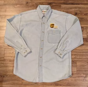 VTG Chase Authentics Dale Jarrett UPS Mens LS Denim Button Down Shirt - L - Picture 1 of 12