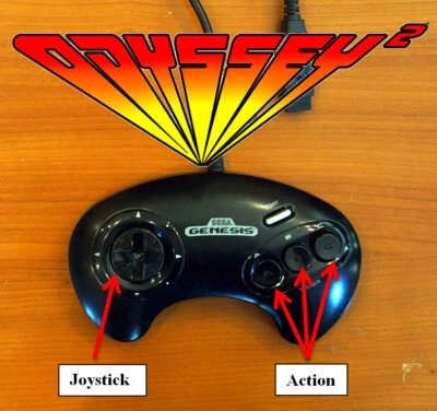 Sega Genesis Modded Controller Joystick for Magnavox Odyssey 2 Mod - Image 1 of 4