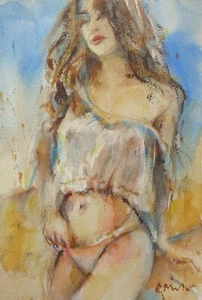 GERRY MILLER. Aquarell-Ohne Rahmen.13x19cm. - Bild 1 von 3