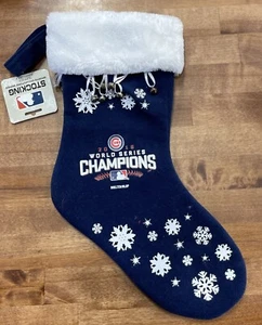 MLB CHICAGO CUBS 2016 WORLD SERIES CHRISTMAS STOCKING ~ JINGLE BELL & SNOWFLAKE - Picture 1 of 4