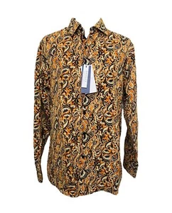 Herren Hemd Large Silber Stone Orange Paisley Col. Button-Down Modern Fit - Bild 1 von 11
