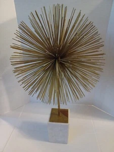Vintage seltene goldene Metall Starburst Skulptur weißer Bass Marmor - Bild 1 von 18