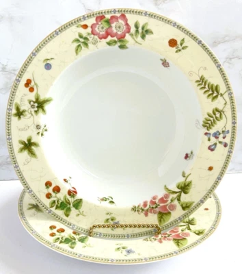 Vintage Wedgwood Fleur Strawberry Rose Large Rim Soup Bowls, Set of 2 - Image 1 of 4