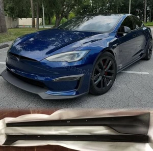 ALERÓN LABIAL EXTENSIÓN FALDÓN LATERAL FIBRA DE CARBONO MATE para Tesla Modelo S a cuadros 21UP - Imagen 1 de 9