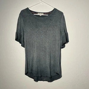 Knox Rose Flutter Sleeve Top Size Medium Worn In Gray Boho Rayon Spandex Comfort - Picture 1 of 8