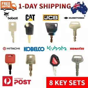 8 Excavator Key BOBCAT CAT JCB HITACHI KOBELCO KUBOTA KOMATSU SUMITOMO Machines - Picture 1 of 9