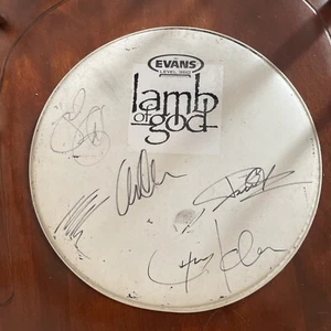 🔥 Signed Autogramm LAMB OF GOD Full Band 5 Unterschriften auf Evans Drum Head - Bild 1 von 5