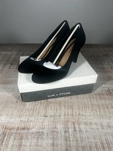 Sun Stone Pumps Erwachsene 8,5 schwarz Wildlederimitat Absatz klassisch Damen elegant Anlass - Bild 1 von 13
