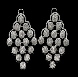 Elegantes pendientes de araña llamativos para mujer con ajuste de pavé de circonitas cúbicas - Imagen 1 de 6