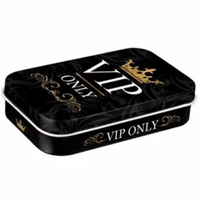 Retro XL Embossed Tin Metal Pill Box VIP ONLY w Mints 6x9.5x2cm Vintage Pharmacy - Picture 1 of 5