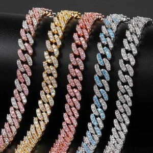 Miami Cuban Link Chain Iced CZ Hip Hop Stainless Steel Bracelet Necklace 9MM - Picture 1 of 26