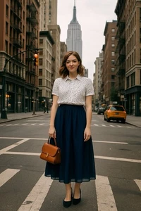 Maxi Falda De Colección Azul Marino Sedosa En Capas Talla 10 Forrada Elegante Elegante - Imagen 1 de 6