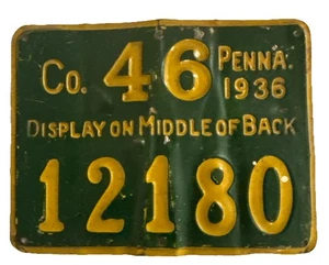 1936 PA HUNTING LICENSE CO. 46 Montgomery County PENNSYLVANIA PENNA No. 12180 - Picture 1 of 11