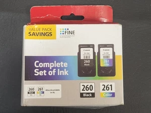Canon 260 Black & 261 TriColor Standard Ink Cartridge 2 Pack Brand New Sealed - Picture 1 of 5