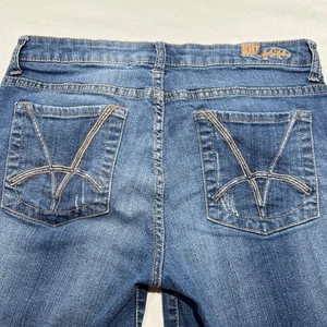 Kut from the Kloth Bermuda Shorts Sz 8 Medium Wash Denim Mid Rise Embroidered - Picture 1 of 7