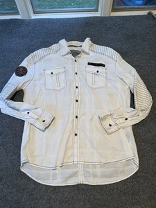 Camisa premium con hebilla Affliction X para hombre 3XL blanca parche occidental bordado - Imagen 1 de 9