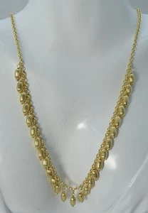 Impresionante collar colgante de cuentas de bola ovaladas acanaladas veronés de vermeil esterlina - Imagen 1 de 10