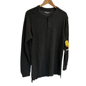 Stanley Men's Long Sleeve Henley Shirt Gray Size S Solid Casual Top - Picture 1 of 5