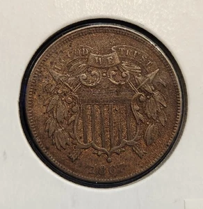 1867 Two Cent Piece – US Type Coin – 2C Copper – Circulated - Picture 1 of 3