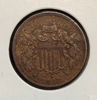 1867 Two Cent Piece – US Type Coin – 2C Copper – Circulated - Image 1 of 3