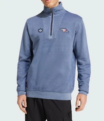 Adidas Arsenal FC Terrace Icons 1/2 Zip Top Jacket Blue JF0564 Mens Size S - Image 1 of 4