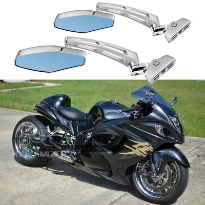 Espejos retrovisores cromados para carreras de motocicletas para Suzuki GSX1300R Hayabusa 1999-2023 Foto 1 de 4