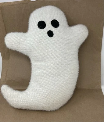 Almohada de punto difuso Casper The GHOST 12" X 16" novedad blanca con negro Halloween Foto 1 de 4