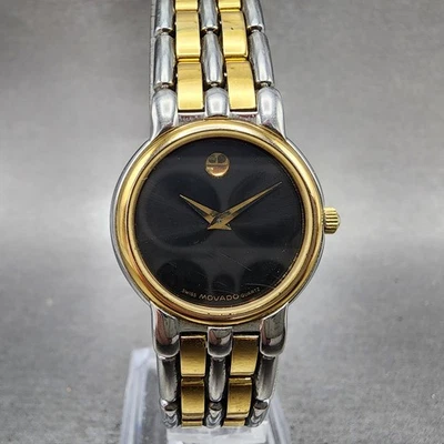 Reloj Museo Movado Mujer 24mm Esfera Negra Dos Tonos Redondo 81.25.825 Batería Nueva Foto 1 de 4