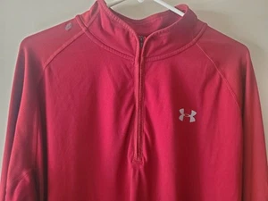 Under Armour Mens XXL Pullover Shirt 1/4 Zip Red LS Run Loose Fit Active - Picture 1 of 5
