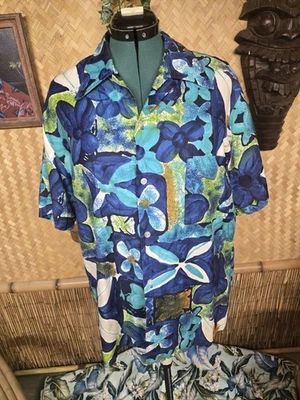 Camisa Aloha Hawaiana Vintage Sears Talla XL m1045 Foto 1 de 3