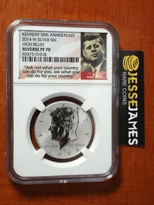 2014 W 50C REVERSE PROOF SILVER KENNEDY HALF DOLLAR NGC PF70 50TH ANNIVERSARY - Picture 1 of 2