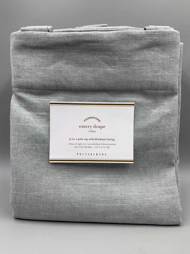 Pottery Barn Emery Drape 50x84 Blue Dawn Blackout 2813699