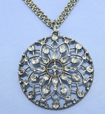 Collar Colgante Brighton ONE LOVE CIRCLE FLOWER NUEVO CON ETIQUETAS $158 Plata Convertible Transparente Foto 1 de 4